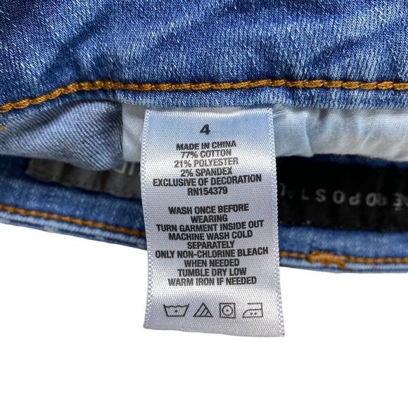 Aeropostale MIDI Distressed Cuffed Blue Jean Denim Shorts Sz 4 - Picture 7 of 9